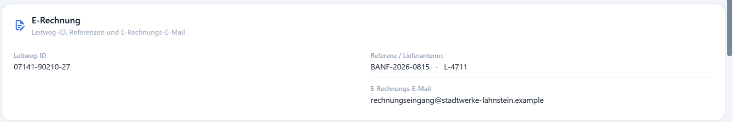 Der Abschnitt E-Rechnung in der Kundenakte